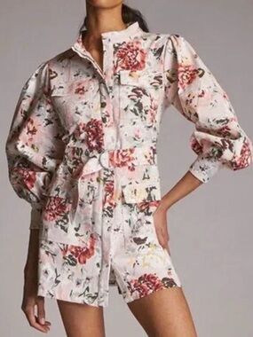XS Mare Mare x Anthropologie Floral
Belted Balloon Sleeve Mini Shirtdress NWOT